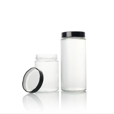 Jar wydr gyda chap alwminiwm du